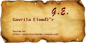 Gavrila Elemér névjegykártya